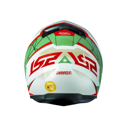 Capacete LS2 Classic FF358 Draze - Branco / Verde / Vermelho