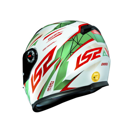 Capacete LS2 Classic FF358 Draze - Branco / Verde / Vermelho