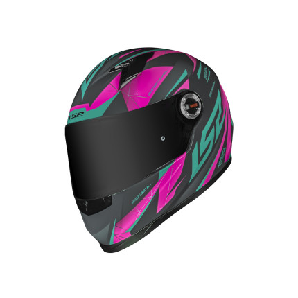 Capacete LS2 Classic FF358 Draze - Cinza / Verde / Rosa