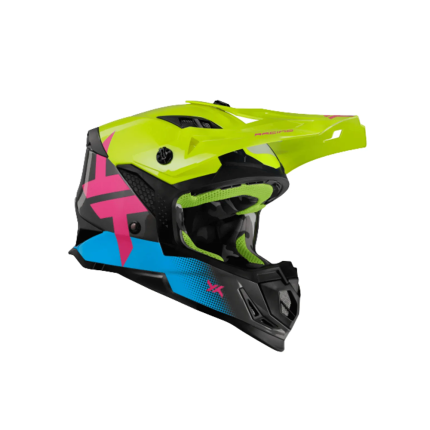 Capacete Mattos Racing Atomic Icon - Amarelo / Rosa / Azul / Cinza