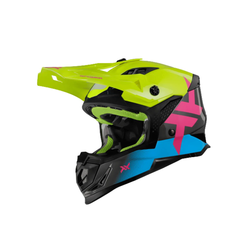 Capacete Mattos Racing Atomic Icon - Amarelo / Rosa / Azul / Cinza
