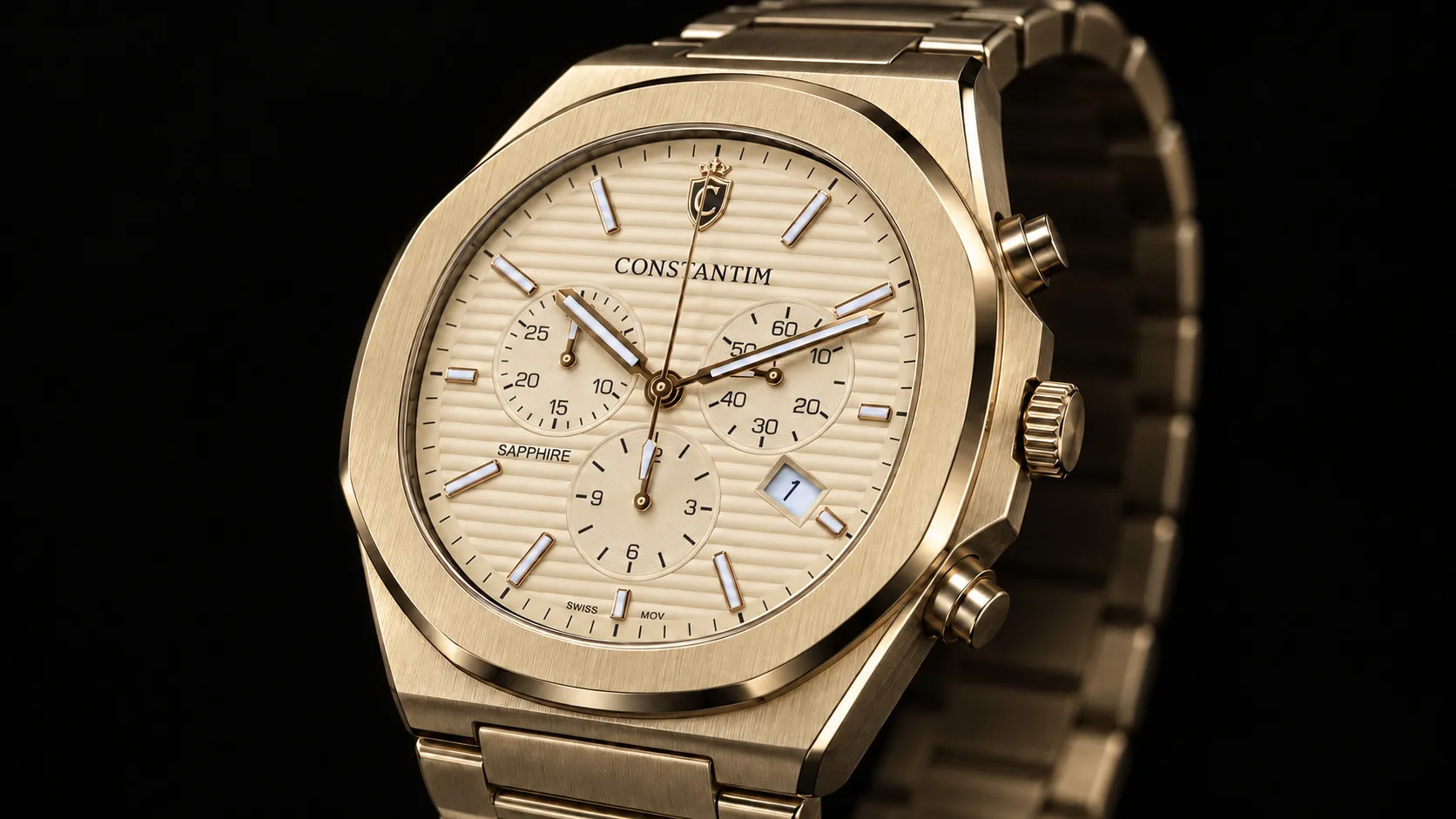 Gold Champagne Chronograph detail