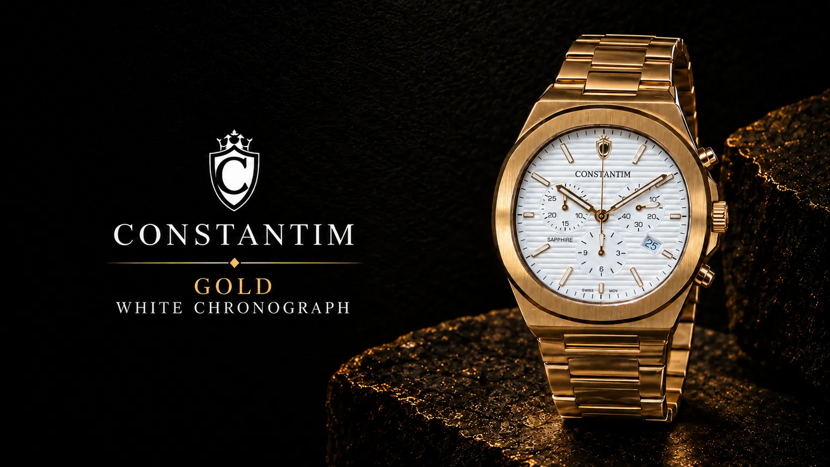 Gold White Chronograph