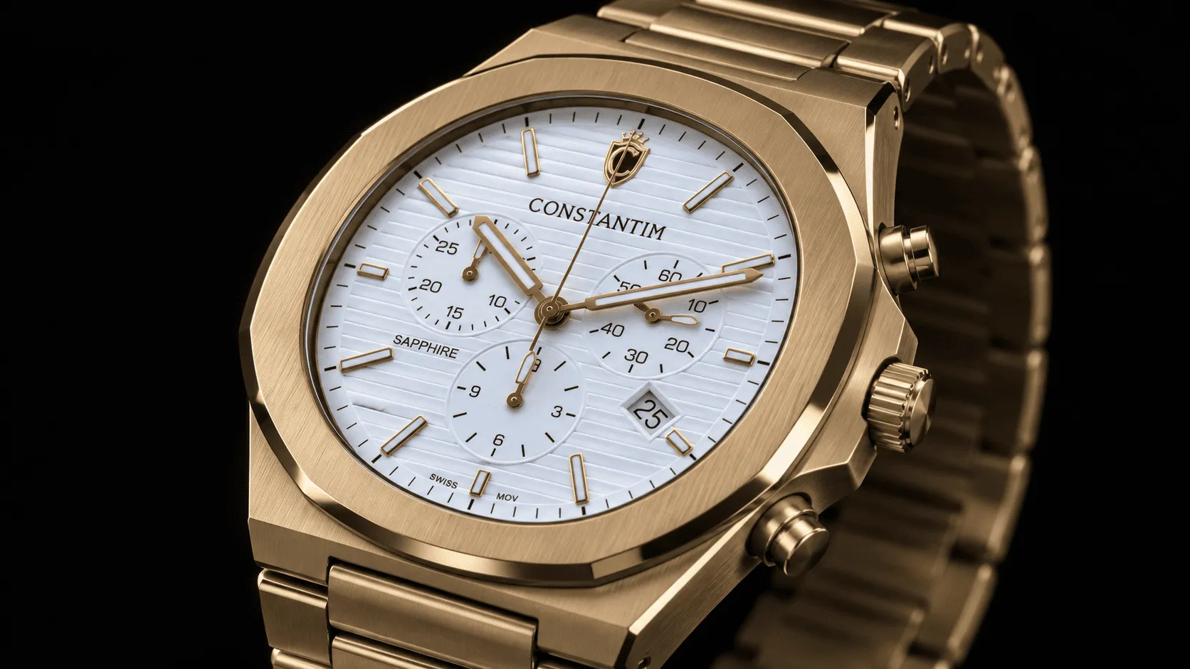 Gold White Chronograph detail