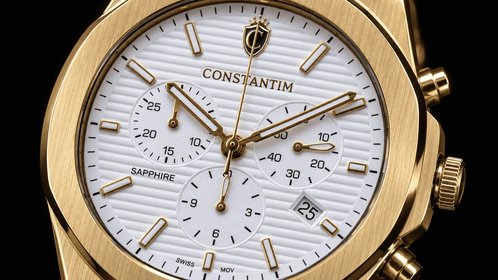 Gold White Chronograph dial