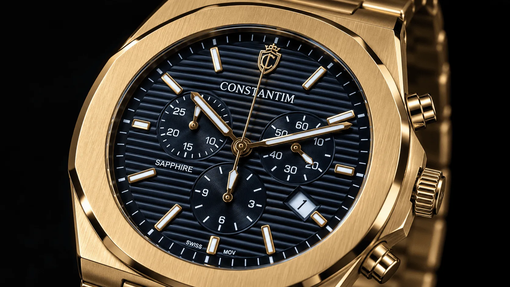 Gold Black Chronograph dial