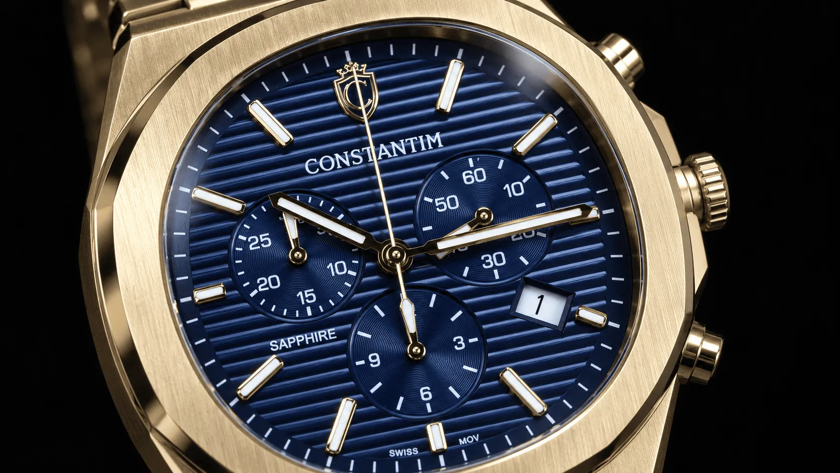 Gold Dark Blue Chronograph dial