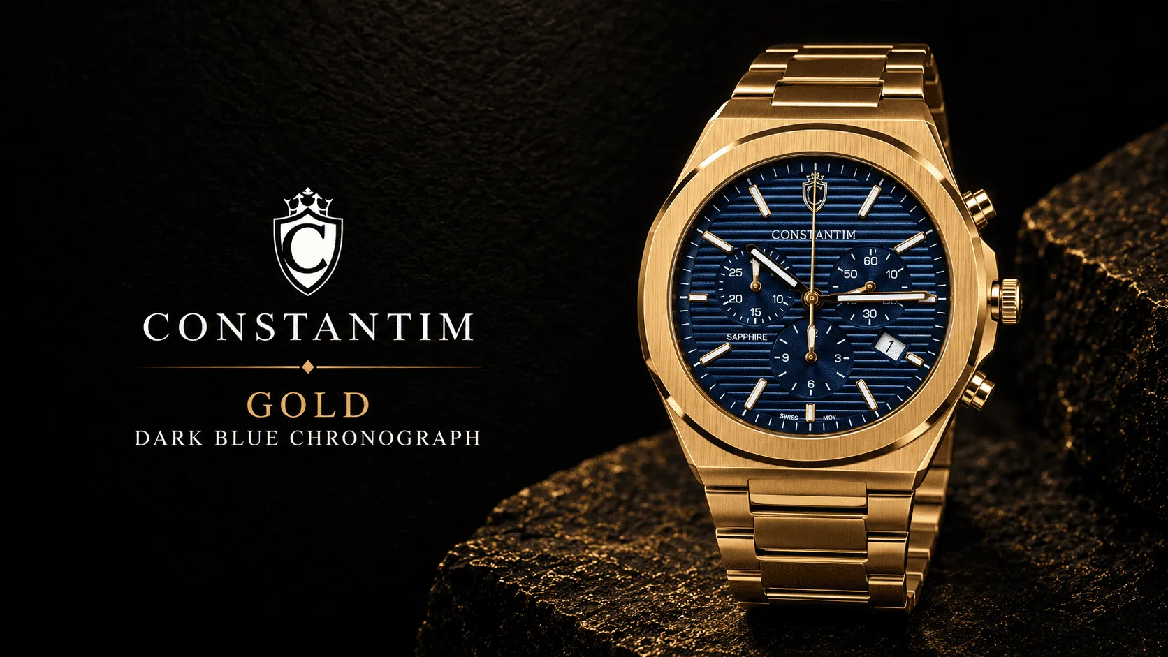 Gold Dark Blue Chronograph