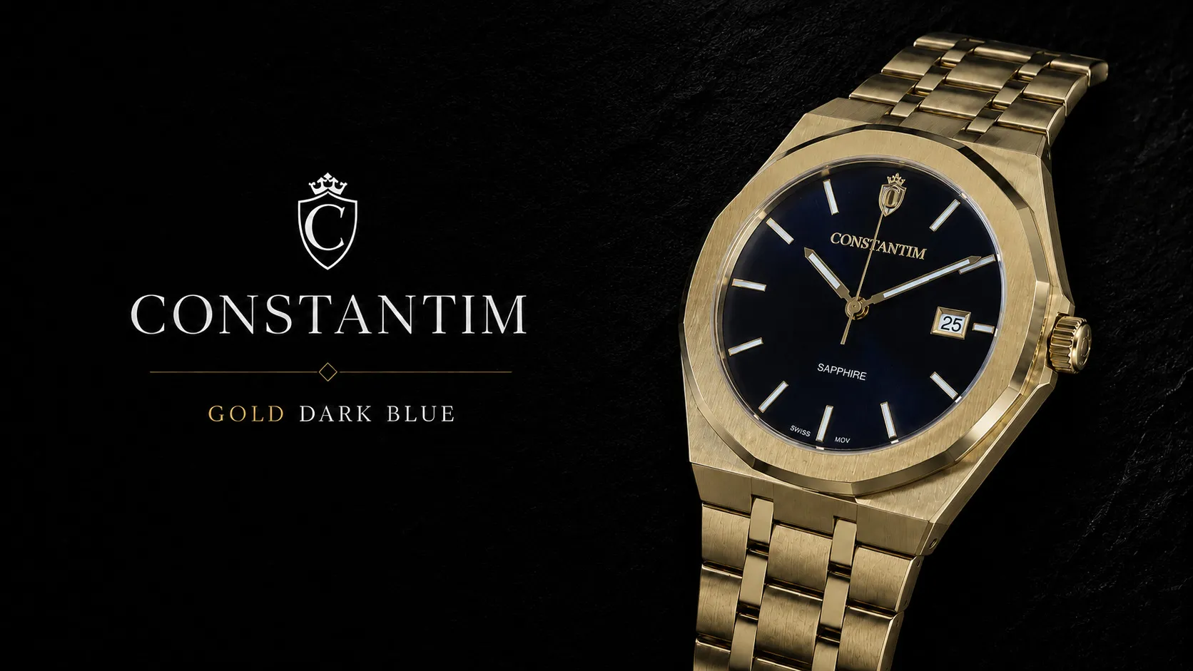 Gold Dark Blue Octagon