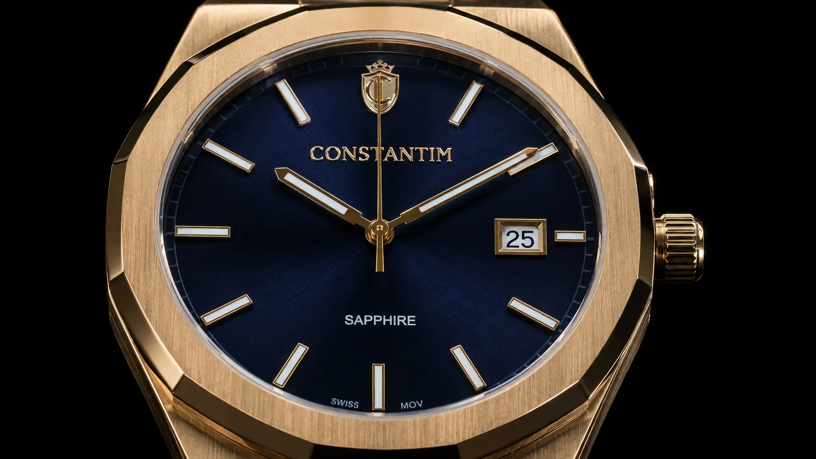Gold Dark Blue Octagon dial