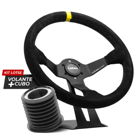 Kit cubo + Volante Lotse WRC revestido em camurça (tarja amarela)