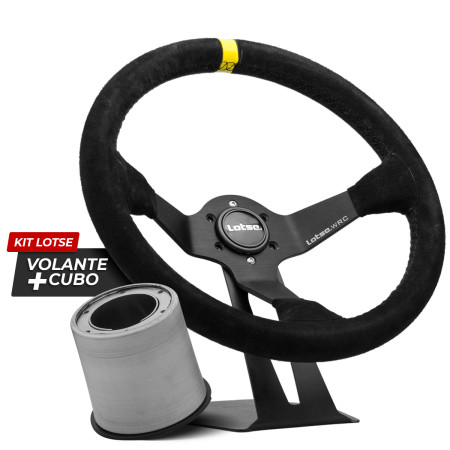 Kit cubo + Volante Lotse WRC revestido em camurça (tarja amarela)