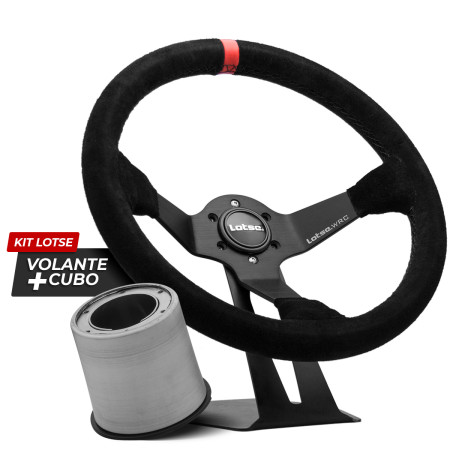 Kit cubo + Volante Lotse WRC revestido em camurça (tarja vermelha)