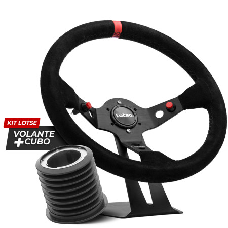 Kit cubo + Volante Lotse Dakar revestido em camurça (tarja vermelha)