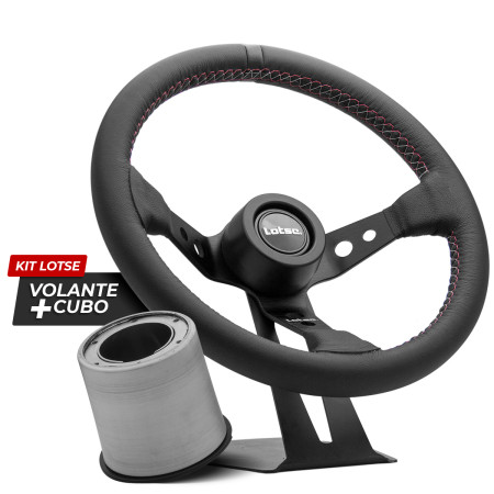 Kit cubo + Volante Lotse GTI preto revestido em couro