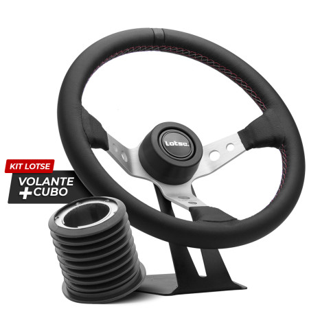 Kit cubo + Volante Lotse GTI prata revestido em couro