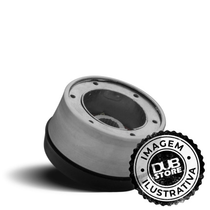 Kit cubo + Volante Lotse Boxer em aço inox e couro preto