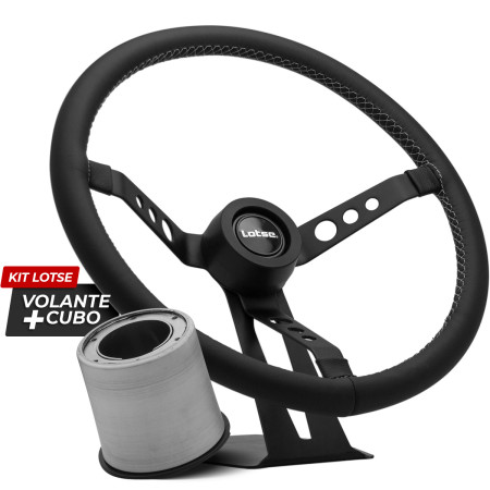 Kit cubo + Volante Lotse Big Block S ALL BLACK em couro