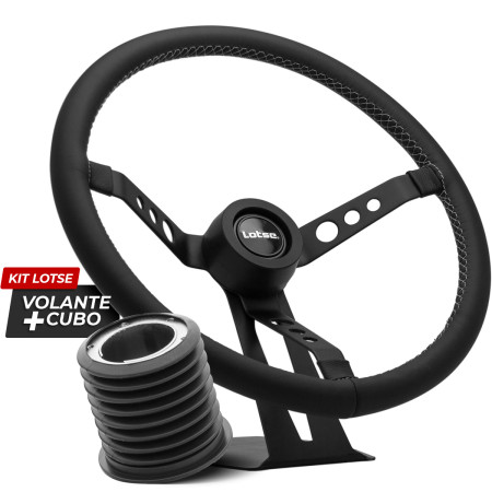 Kit cubo + Volante Lotse Big Block S ALL BLACK em couro