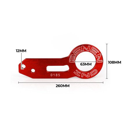 Tow Hook traseiro em alumínio Benen (vermelho)