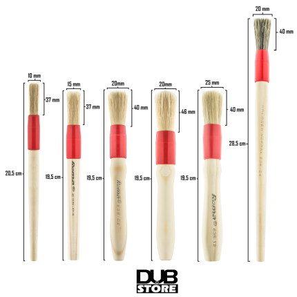 Kit de pincéis para limpeza e detalhamento automotivo Roma (6 unidades)