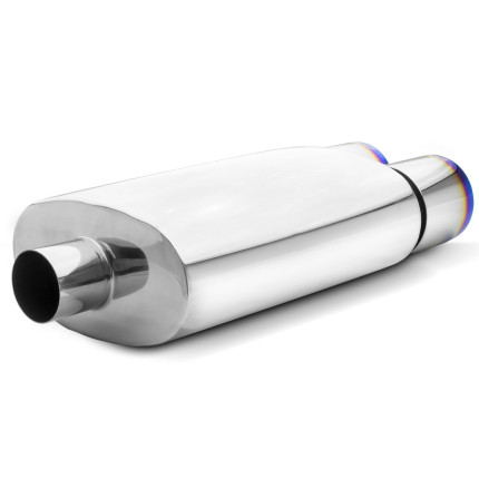 Abafador esportivo em inox Luzian Double Blue LA018 (saída dupla)