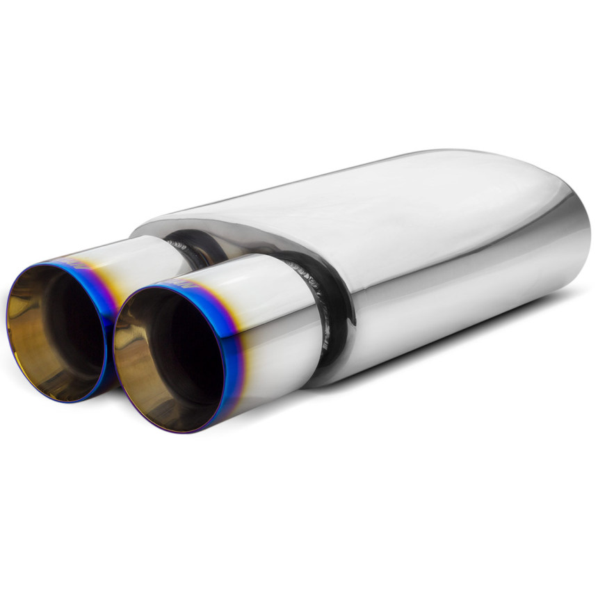 Abafador esportivo em inox Luzian Double Blue LA018 (saída dupla)