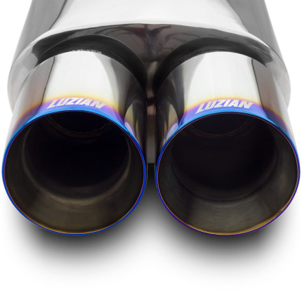 Abafador esportivo em inox Luzian Double Blue LA018 (saída dupla)