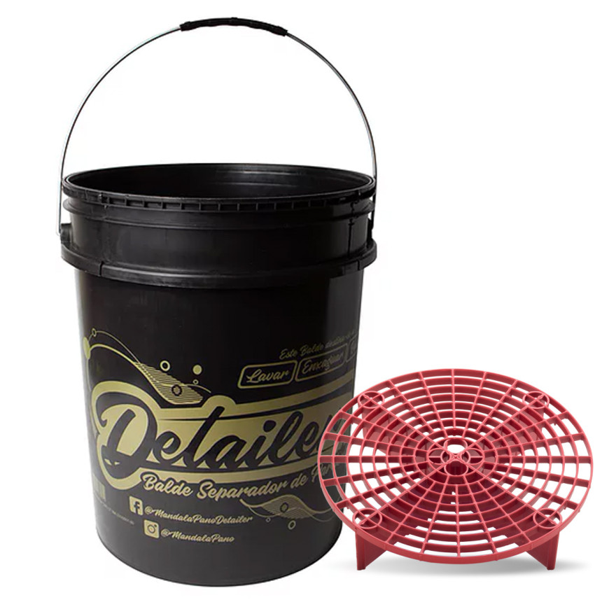 Kit balde para lavagem automotiva com grelha separadora de partículas Detailer (19 litros)