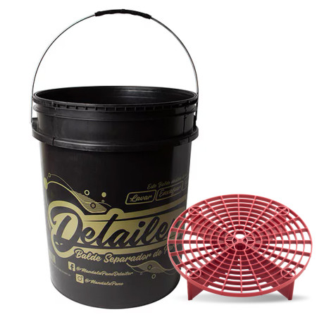 Kit balde para lavagem automotiva com grelha separadora de partículas Detailer (19 litros)