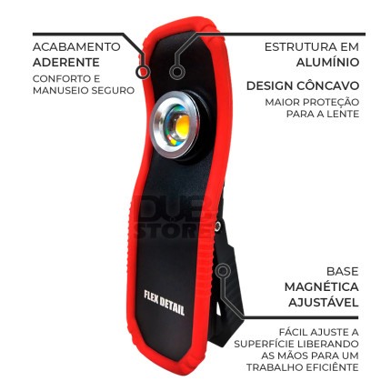 Lanterna LED recarregável com base magnética Flex Detail Inspection Yes Tools Kers (Bivolt)