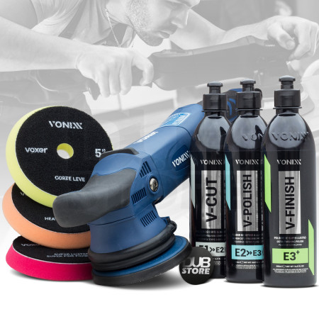 Politriz roto-orbital 15mm (220V) + kit boinas Voxer 5" + Sistema VHP Vonixx