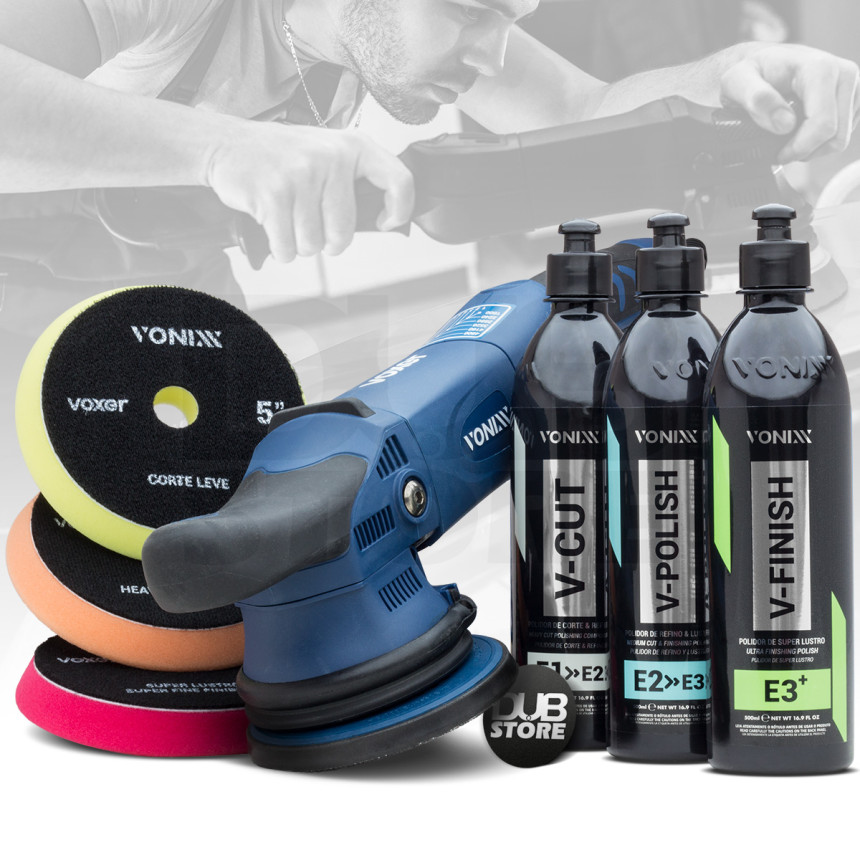 Politriz roto-orbital 15mm (220V) + kit boinas Voxer 5" + Sistema VHP Vonixx