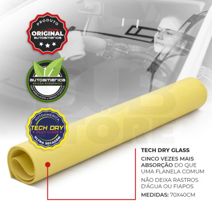 Flanela para secagem de vidros Tech Dry Glass Autoamerica (70x40cm)