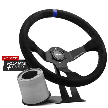 Kit cubo + Volante Lotse WRC revestido em camurça (tarja azul)