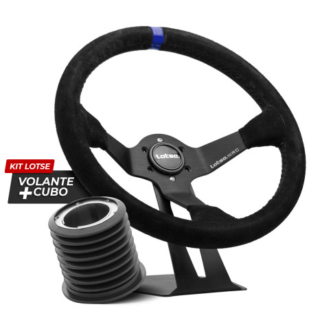 Kit cubo + Volante Lotse WRC revestido em camurça (tarja azul)