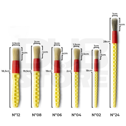 Kit de pincéis para limpeza e detalhamento automotivo Roma (6 unidades)