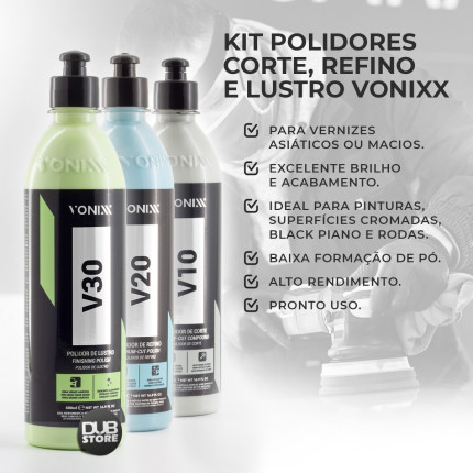 Kit Polidores Corte, Refino e Lustro Vonixx