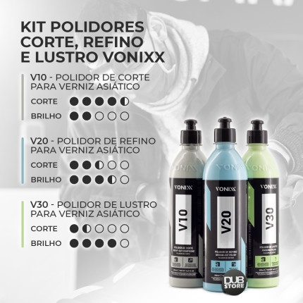 Kit Polidores Corte, Refino e Lustro Vonixx