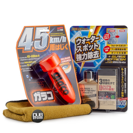 Kit limpa vidros com repelência de água Soft99