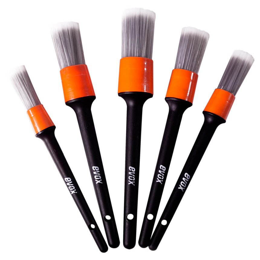 Kit de pincéis para detalhamento automotivo interno Evox (5 unidades)