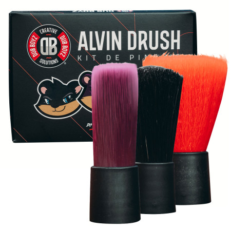 Kit de pincéis para detalhamento automotivo Alvin Drush Dub Boyz (3 tipos de cerdas)