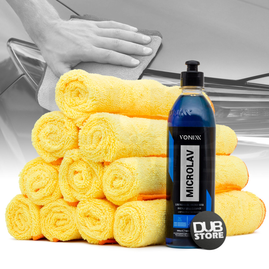 Kit shampoo para microfibra Vonixx (500ml + 10 flanelas)