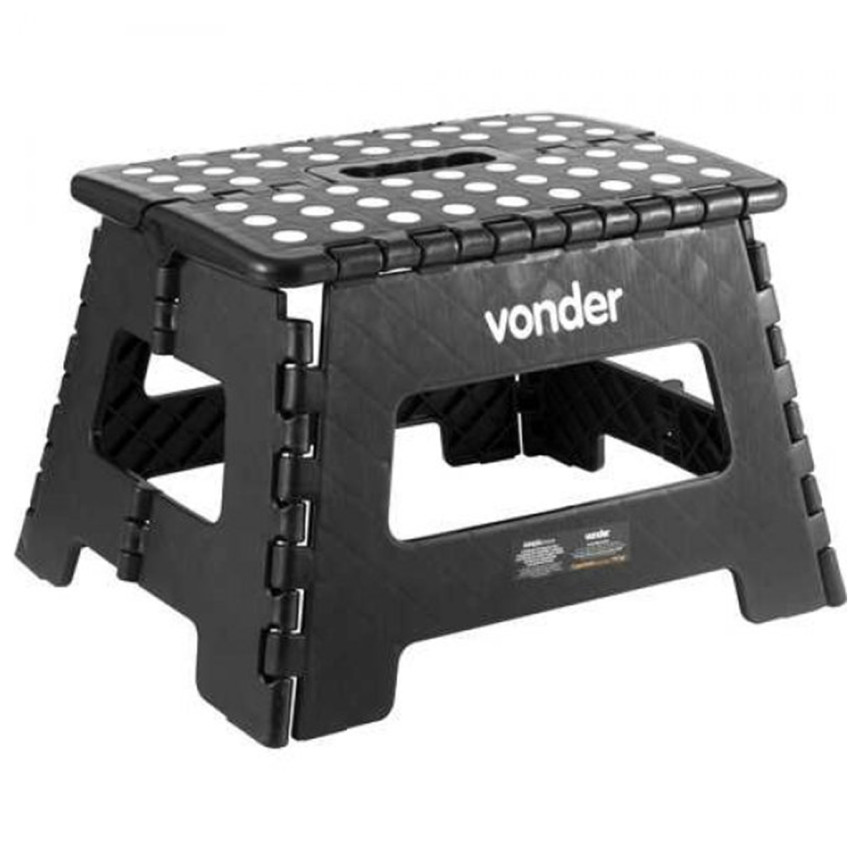 Banqueta plástica dobrável Vonder (220mm de altura - Preta)