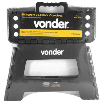 Banqueta plástica dobrável Vonder (220mm de altura - Preta)