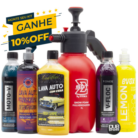 Monte seu kit pulverizador manual com Snow Foam e Shampoo automotivo
