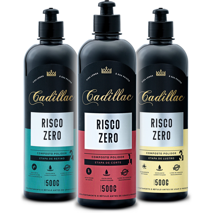 Kit polidores corte, refino e lustro Risco Zero Cadillac