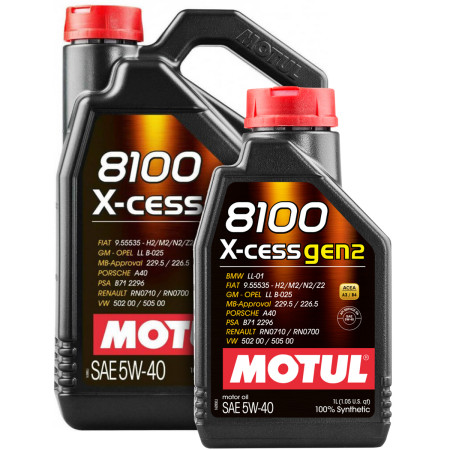 Kit óleo para motor Motul 8100 X-CESS GEN2 5W40 (5 litros)