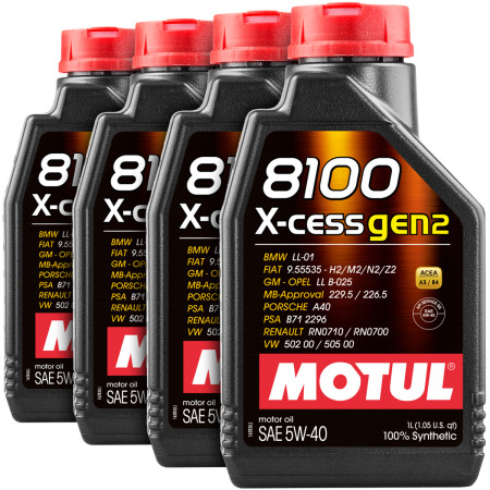 Kit óleo para motor Motul 8100 X-CESS GEN2 5W40 (4 litros)