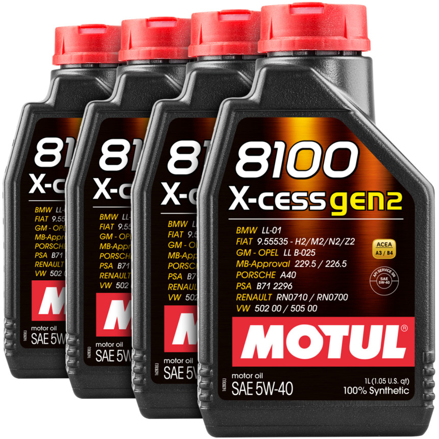 Kit óleo para motor Motul 8100 X-CESS GEN2 5W40 (4 litros)